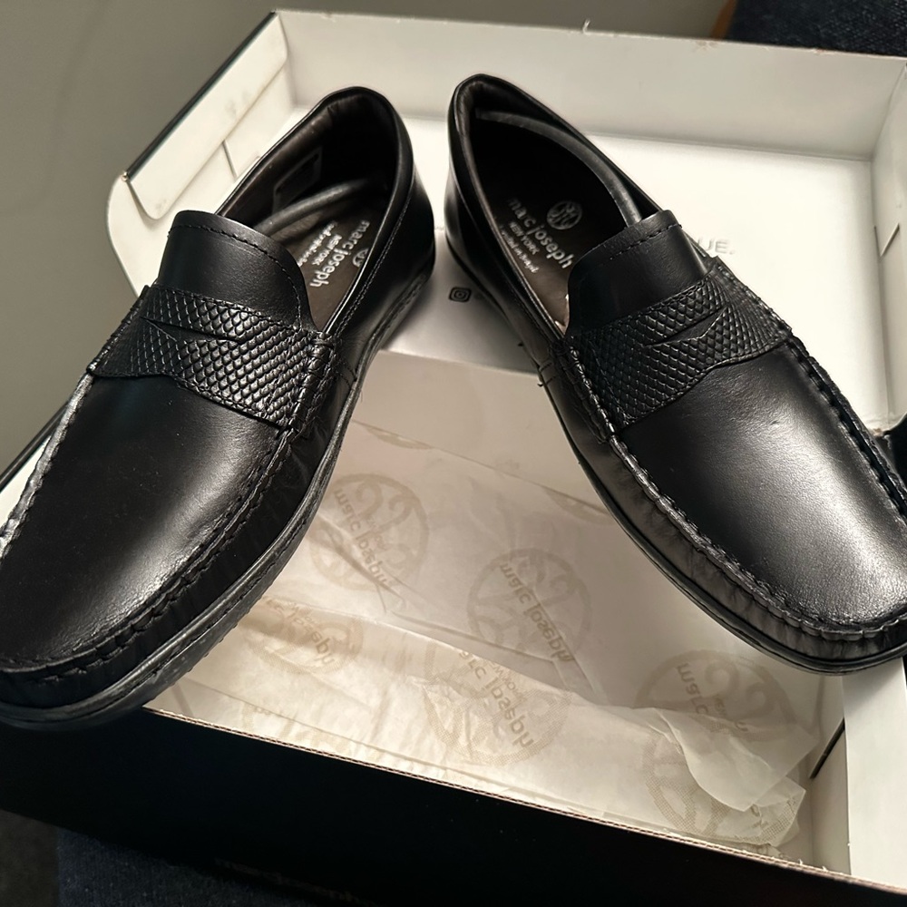Marc Joseph Black Leather Slip-On Loafers
